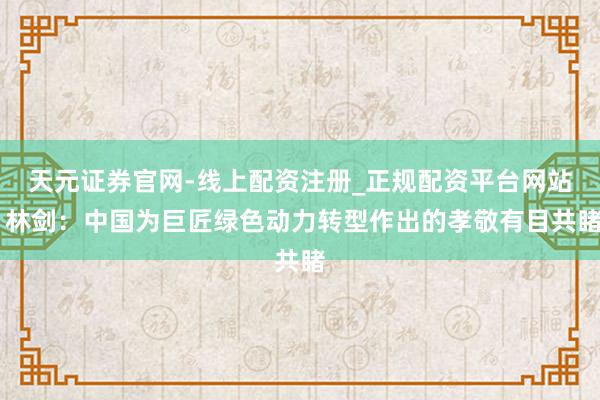 天元证券官网-线上配资注册_正规配资平台网站 林剑：中国为巨匠绿色动力转型作出的孝敬有目共睹