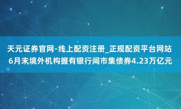 天元证券官网-线上配资注册_正规配资平台网站 6月末境外机构握有银行间市集债券4.23万亿元