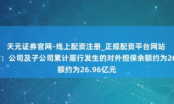天元证券官网-线上配资注册_正规配资平台网站 鼎胜新材：公司及子公司累计履行发生的对外担保余额约为26.96亿元