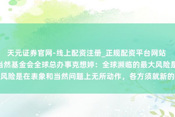 天元证券官网-线上配资注册_正规配资平台网站 共话达沃斯 | 专访天下当然基金会全球总办事克想婷：全球濒临的最大风险是在表象和当然问题上无所动作，各方须就新的表象融资盘算达成一致