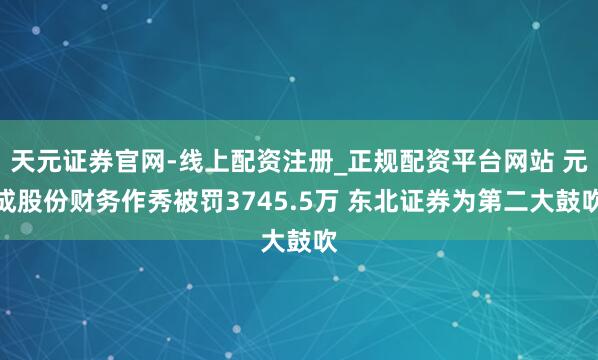 天元证券官网-线上配资注册_正规配资平台网站 元成股份财务作秀被罚3745.5万 东北证券为第二大鼓吹